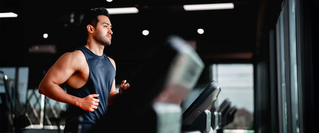 A man running on a treadmill.