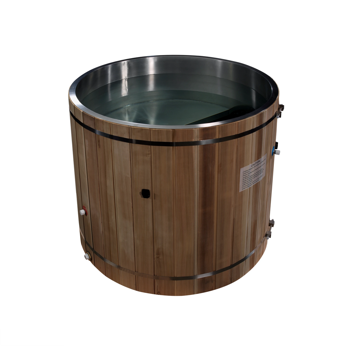Stainless steel red cedar barrel cold plunge by Dynamic Cold Therapy