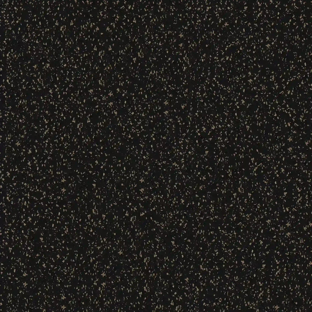 The ECORE Athletic Basic Fit Rubber Roll - 8mm Flooring features a black surface with countless small, evenly spaced white and yellow specks, resembling a starry night sky or static noise pattern.