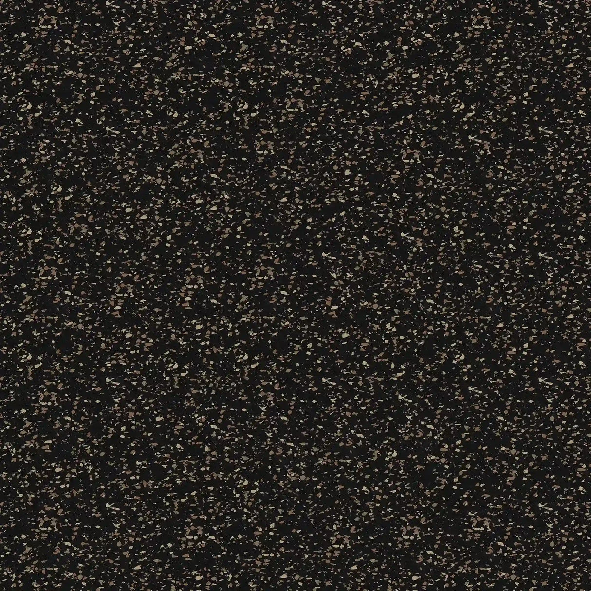 The ECORE Basic Fit Rubber Roll - 8mm Flooring by ECORE Athletic features a black surface densely speckled with tiny beige and light brown dots, creating a pattern reminiscent of grains scattered over a dark background.