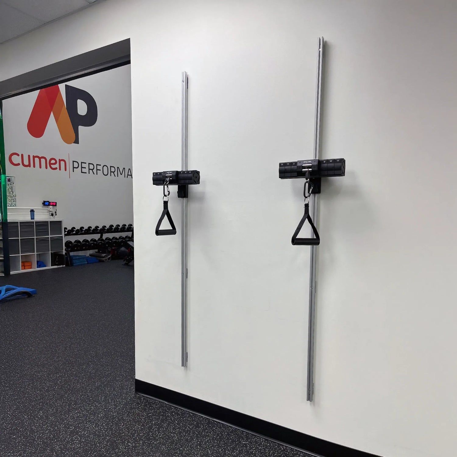 ANCORE portable adjustable cable column sliding rail track wall mount system