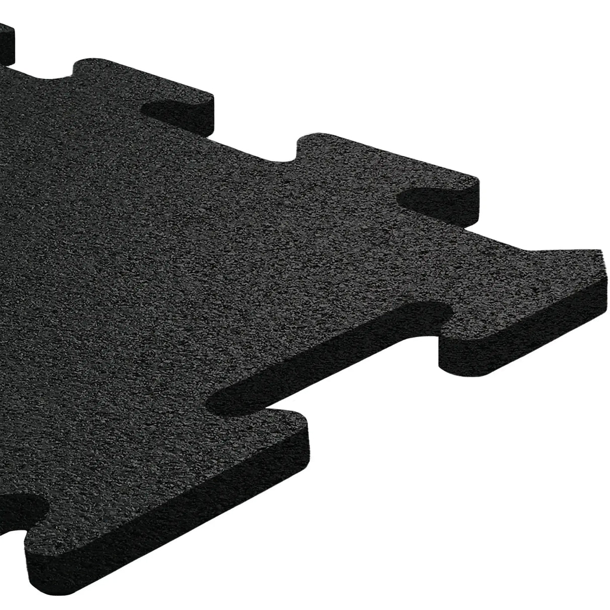 Black rubber puzzle mat piece on a white background