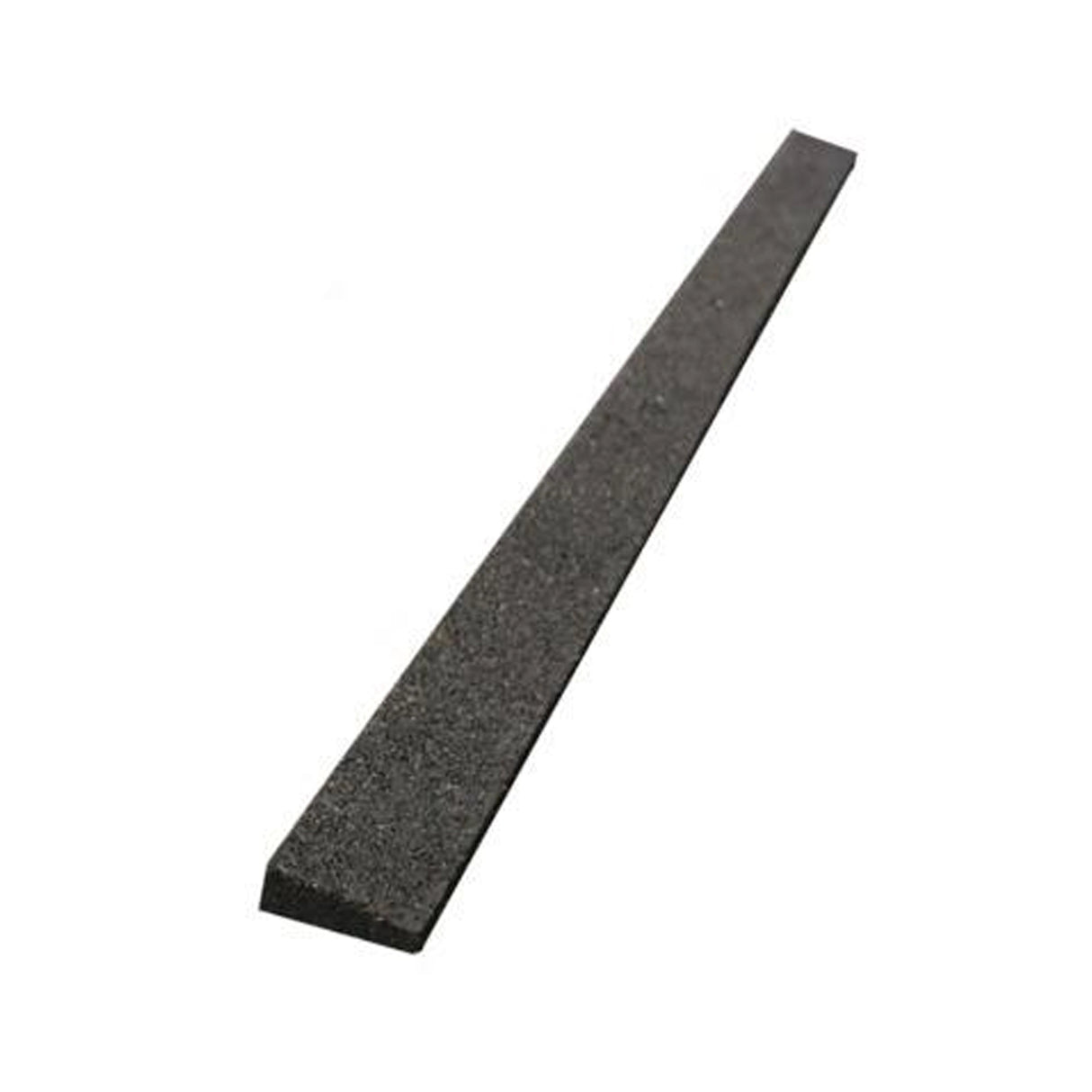 A long, narrow, black ECORE Rubber Paver Sloped Edge Reducer (2.5" wide) by ECORE Athletic is displayed on a white background.