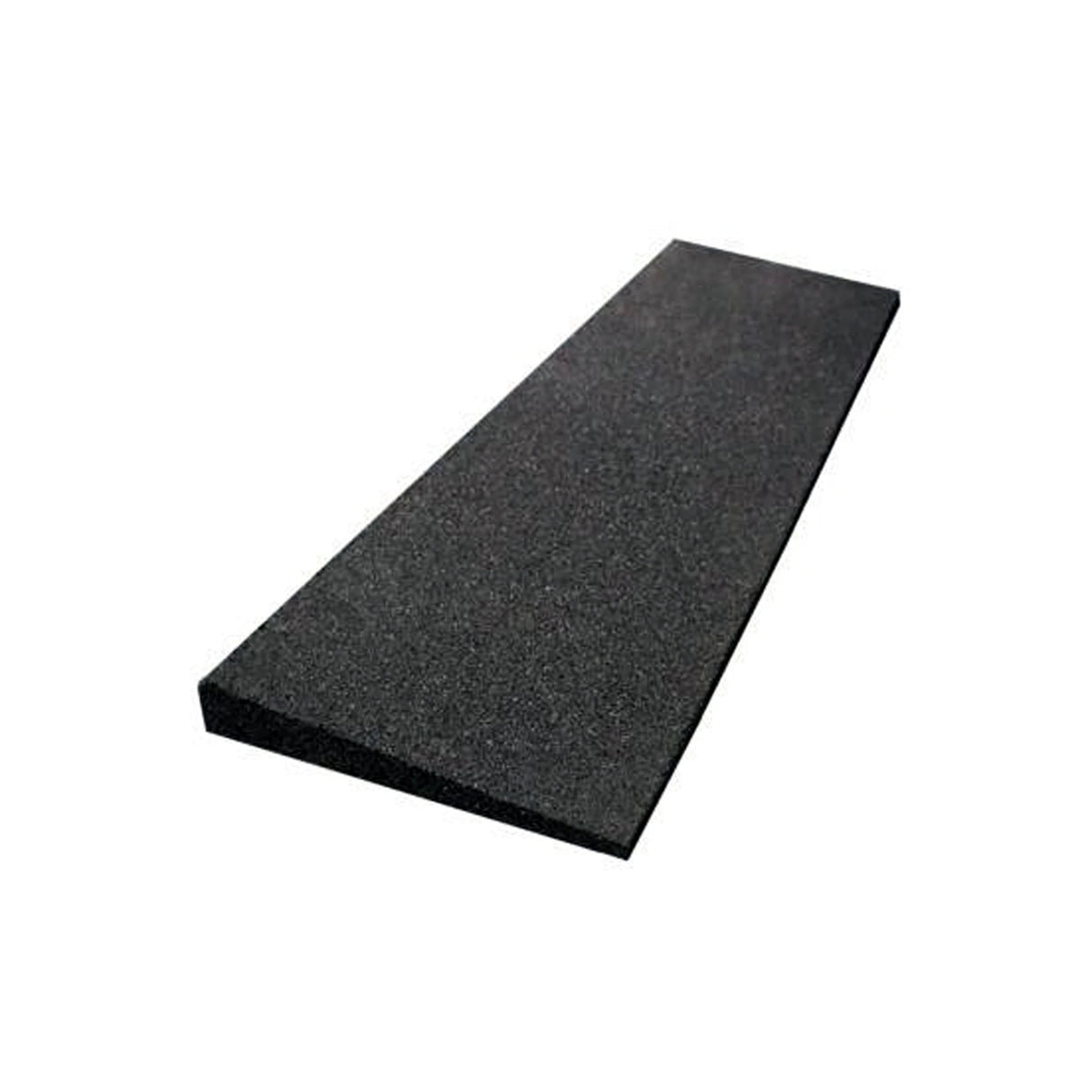 The ECORE Athletic Rubber Paver Sloped Edge Reducer, 12" wide, is a rectangular flat black foam pad shown on a white background.