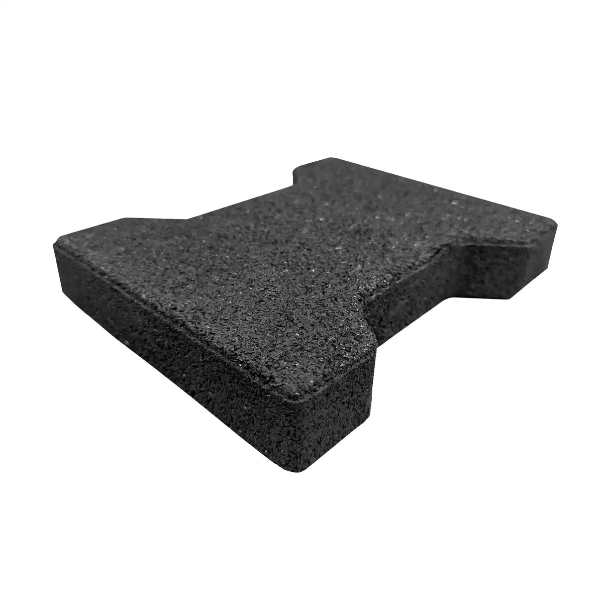 An ECORE Athletic Rubber Paver, 1" (24 mm), in black with a textured, I-shaped design, is displayed on a plain white background. The surface looks slightly rough and the edges are clean and straight.