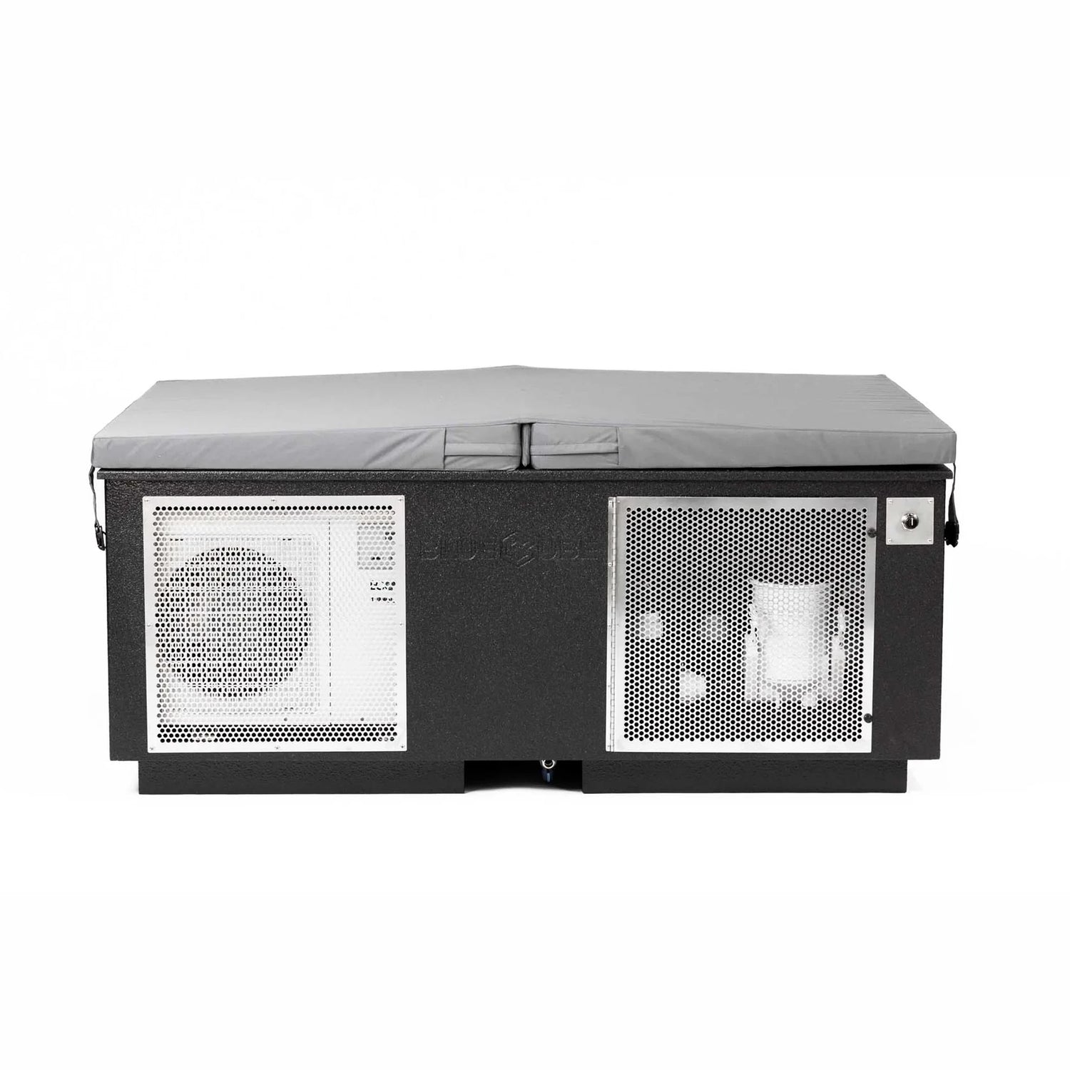 Black BlueCube CoreChill 3 Elite Cold Plunge Tub with spa cover which is commercial grade and handmade in America