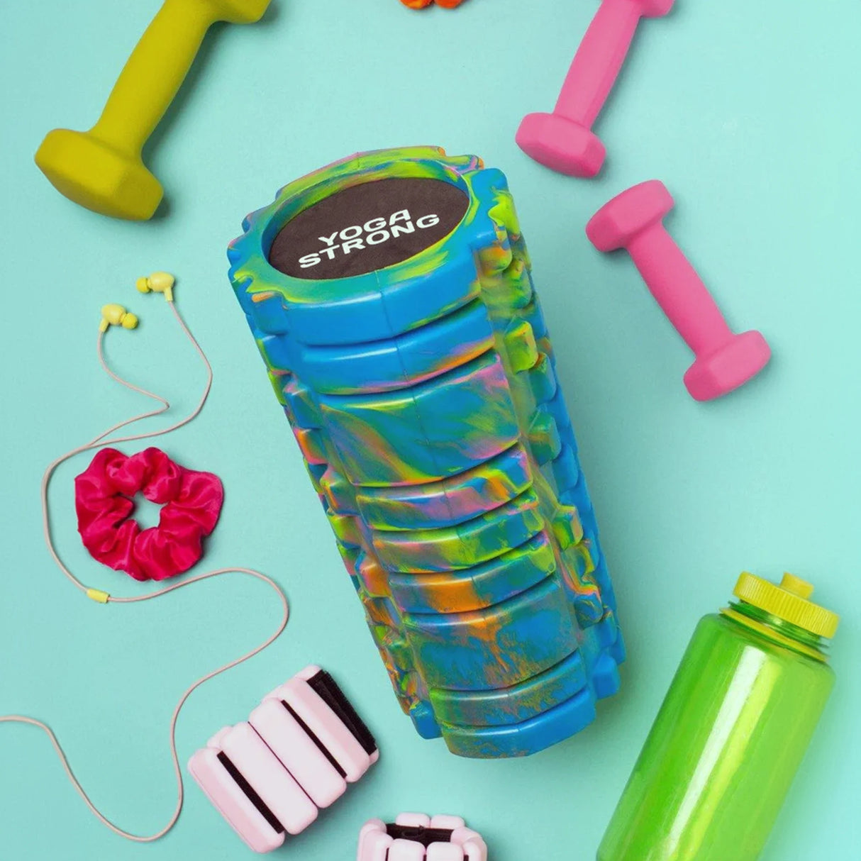 Multi color tie dye short foam roller