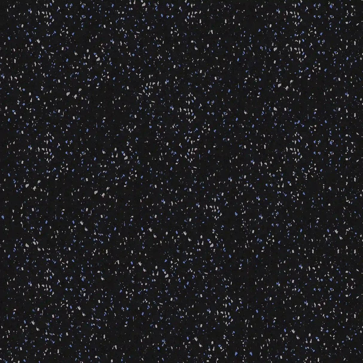 The ECORE Athletic Rubber Floor Tiles - 8mm Interlocking feature a black base with hundreds of white and blue flecks, creating a starry sky effect reminiscent of outer space.