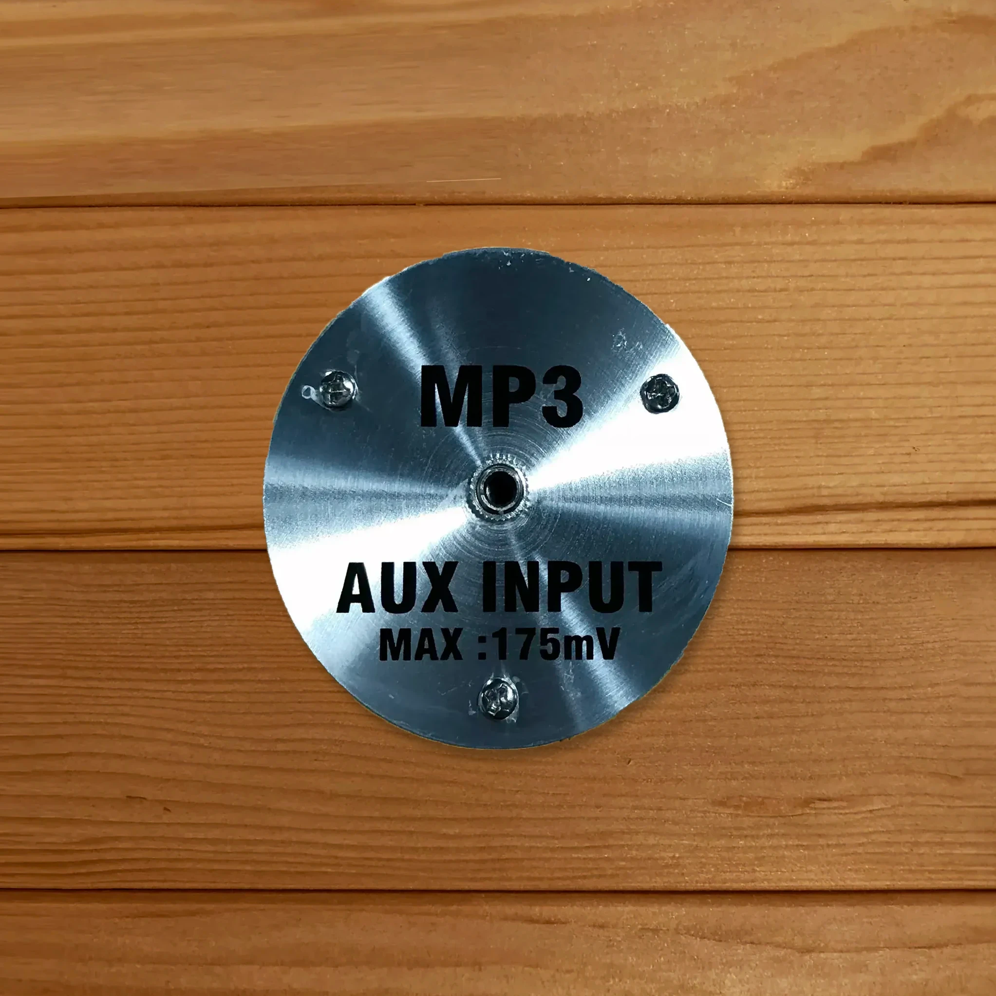 AUX input jack inside a sauna