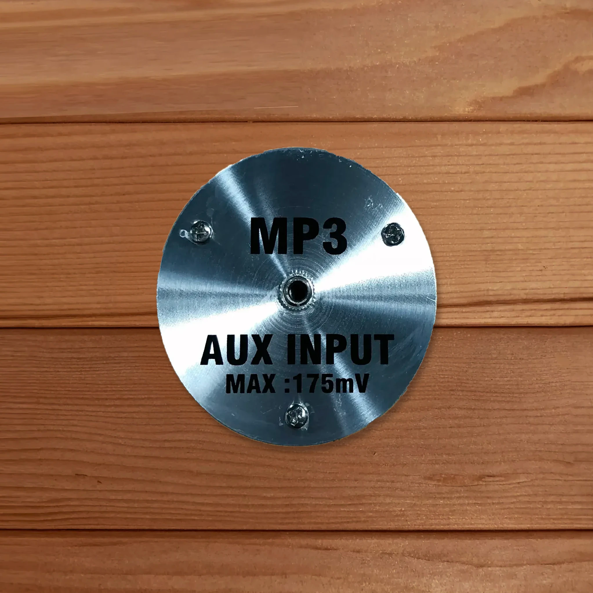 AUX input jack inside a sauna