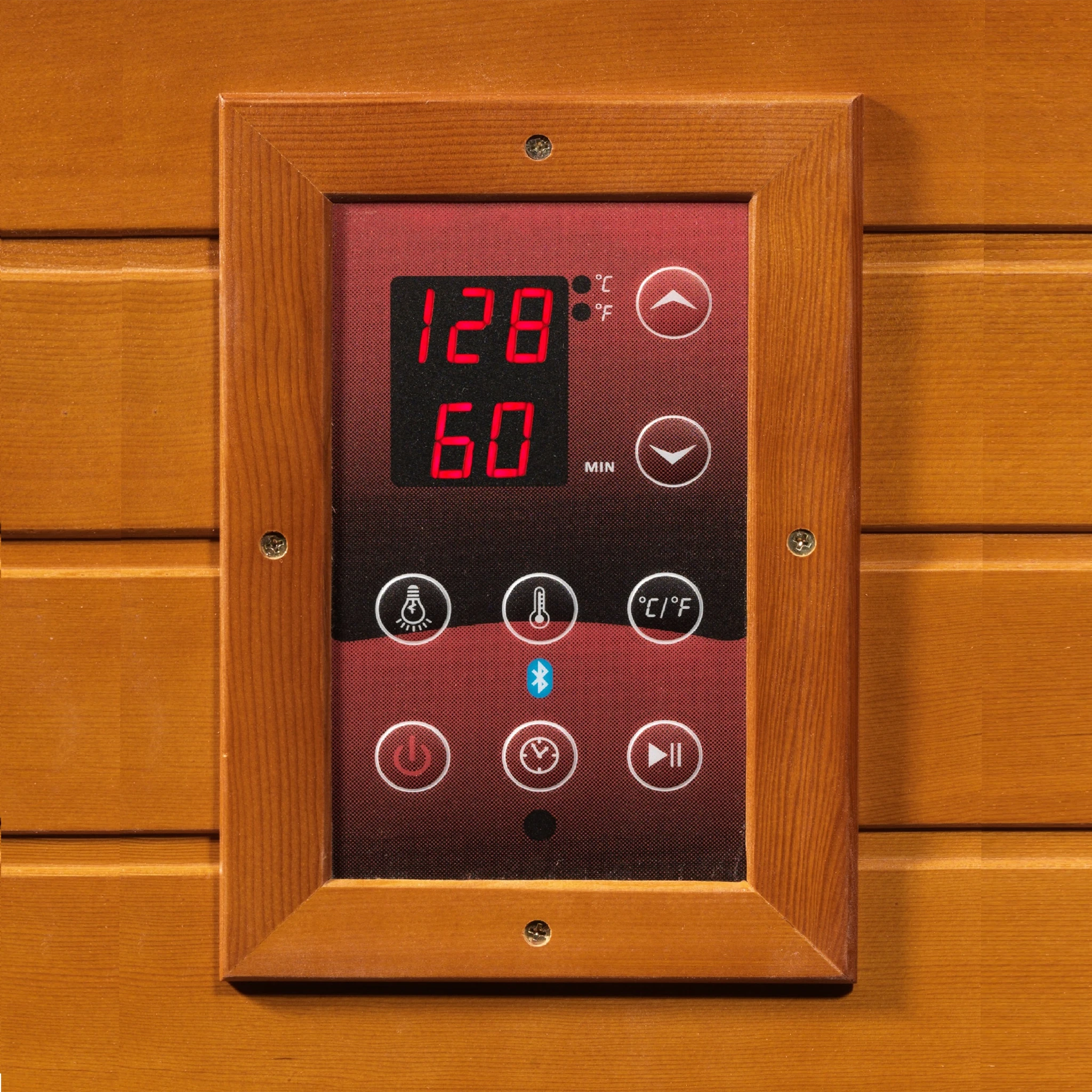 Red LED display control panel found inside of a sauna