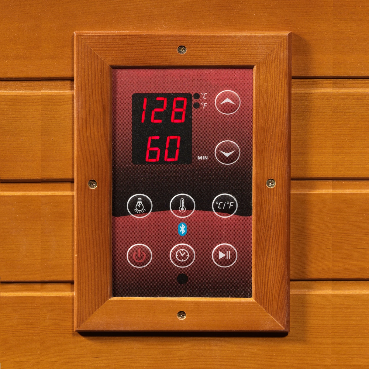Red LED display control panel found inside of a sauna