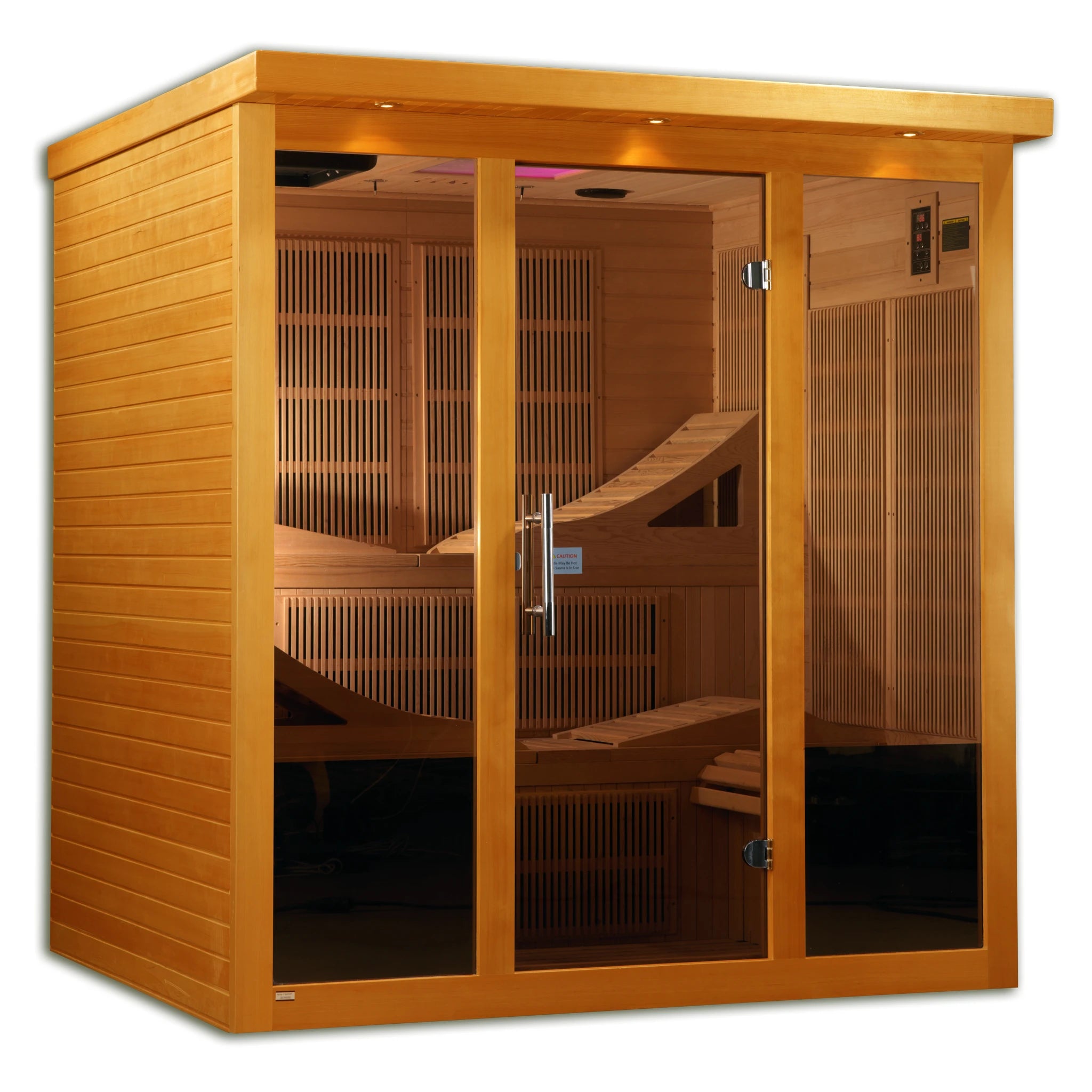 Dynamic Saunas FAR infrared Monaco model sauna which holds up to 6 people and is built for indoor use