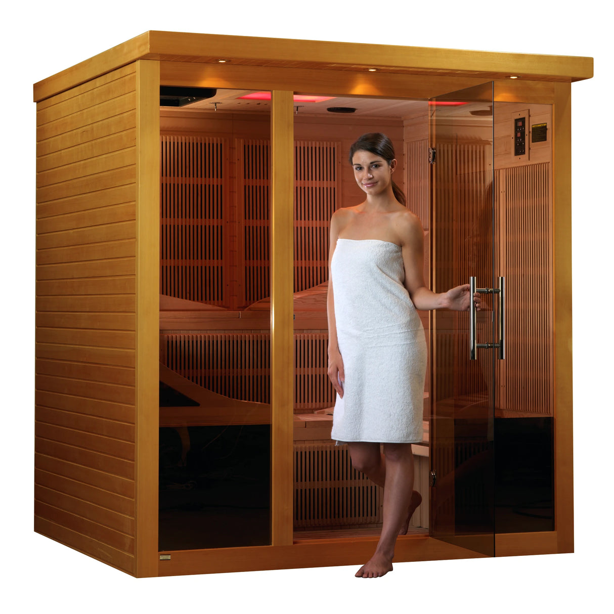 Dynamic Saunas FAR infrared Monaco model sauna which holds up to 6 people and is built for indoor use