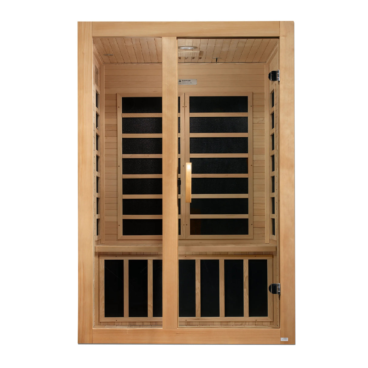 Dynamic Saunas FAR infrared Santiago model sauna built out of Canadian hemlock wood for indoor use with a 2 person capacity