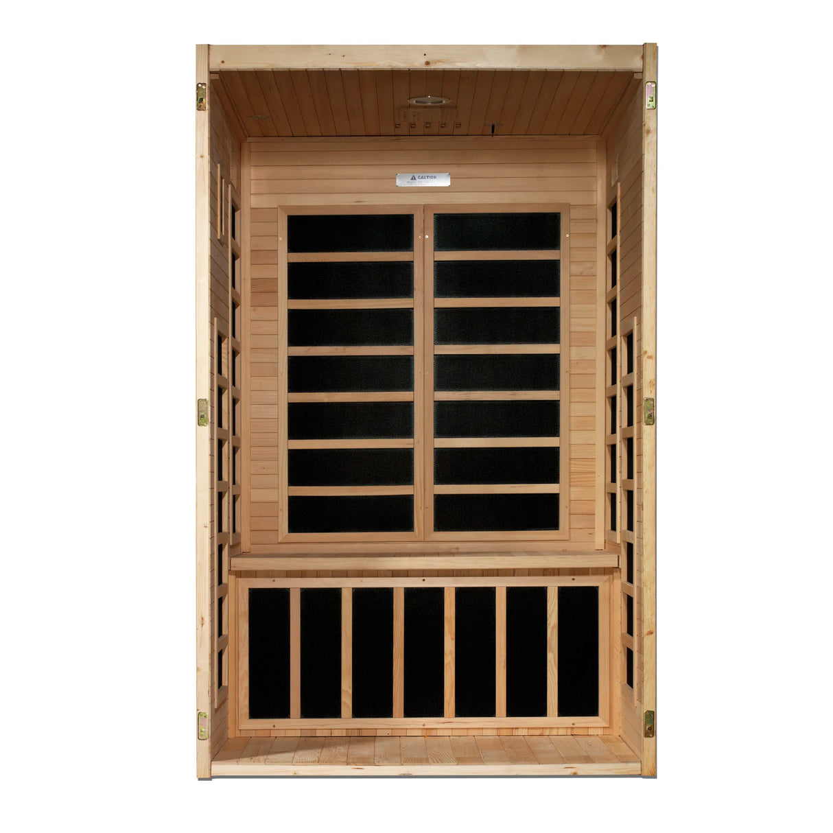Dynamic Saunas FAR infrared Santiago model sauna built out of Canadian hemlock wood for indoor use with a 2 person capacity
