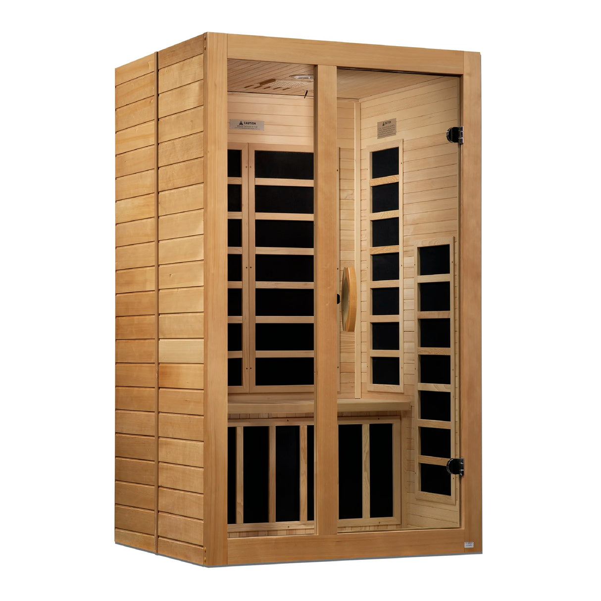 Dynamic Saunas FAR infrared Santiago model sauna built out of Canadian hemlock wood for indoor use with a 2 person capacity
