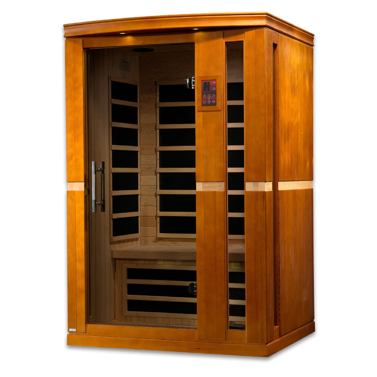 Dynamic Saunas Vittoria model FAR infrared sauna with 6 infrared panels a 2 person capacity and made from Canadian hemlock wood
