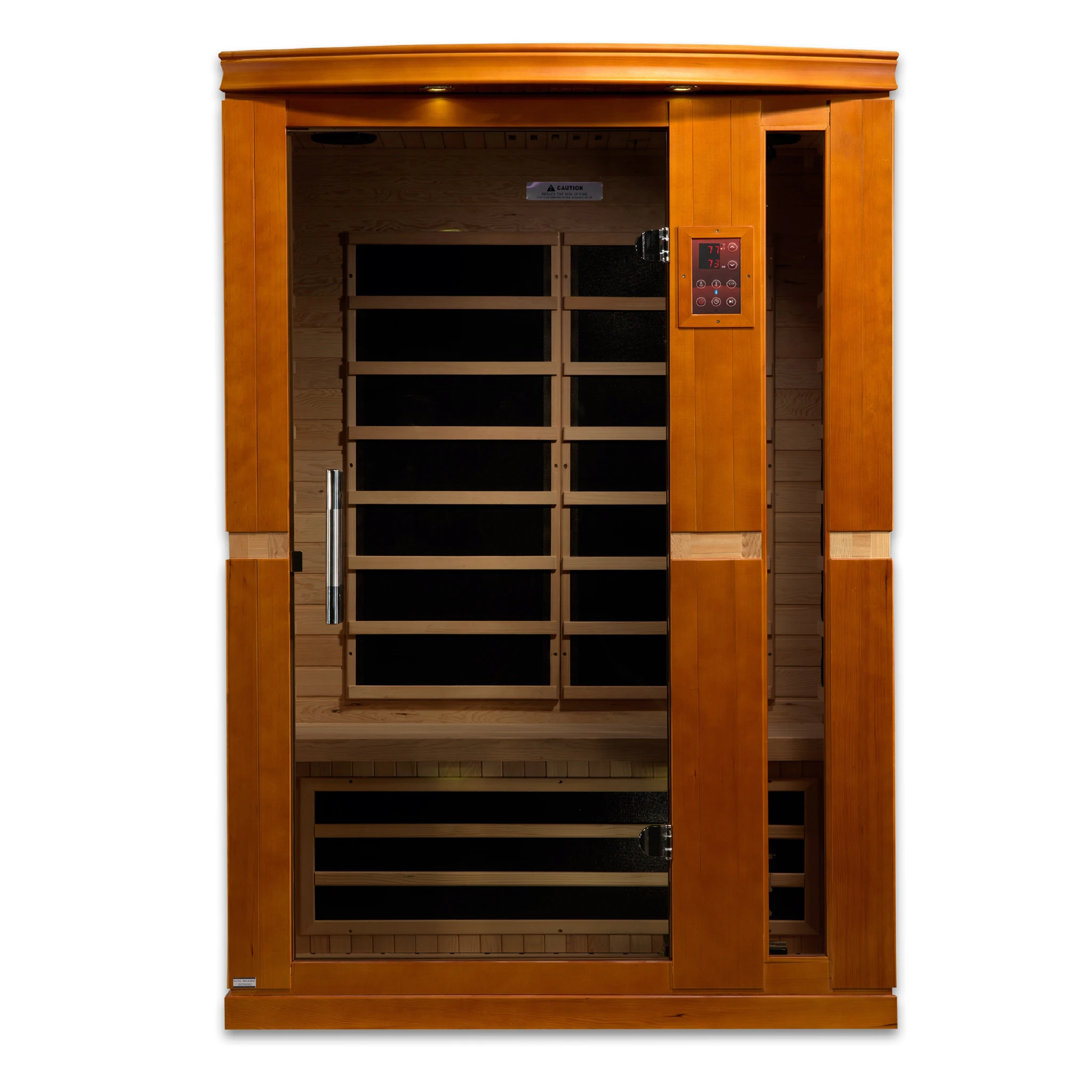 Dynamic Saunas Vittoria model FAR infrared sauna with 6 infrared panels a 2 person capacity and made from Canadian hemlock wood