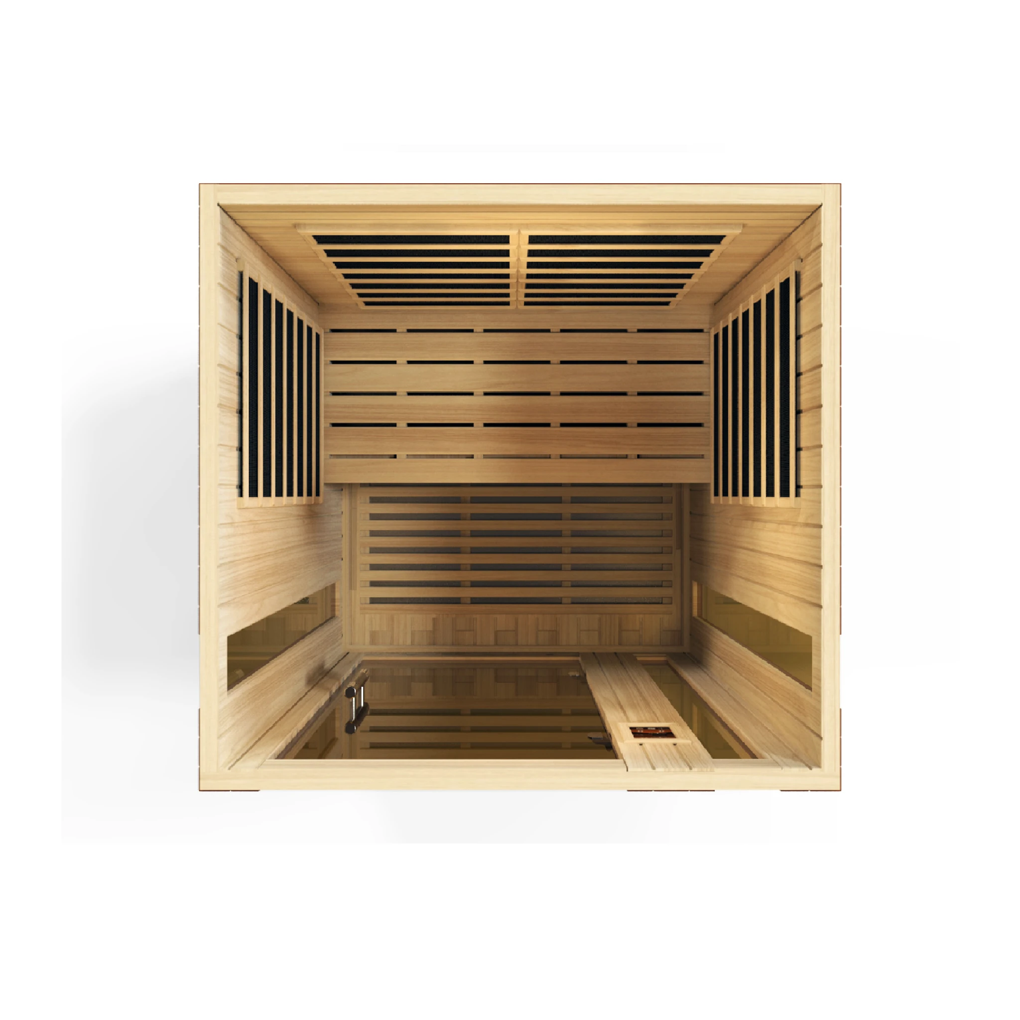 Dynamic Saunas Vittoria model FAR infrared sauna with 6 infrared panels a 2 person capacity and made from Canadian hemlock wood