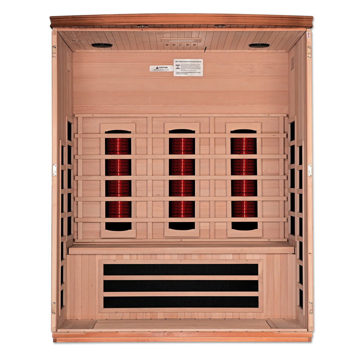 Dynamic Saunas full spectrum infrared Lugano model sauna which holds 3 people and is intended for indoor use