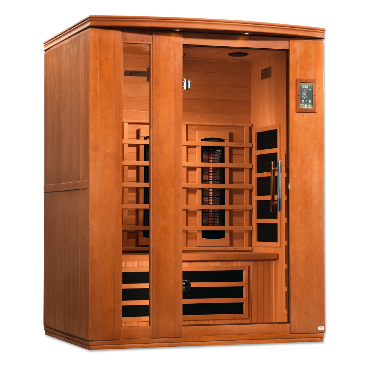 Dynamic Saunas full spectrum infrared Lugano model sauna which holds 3 people and is intended for indoor use