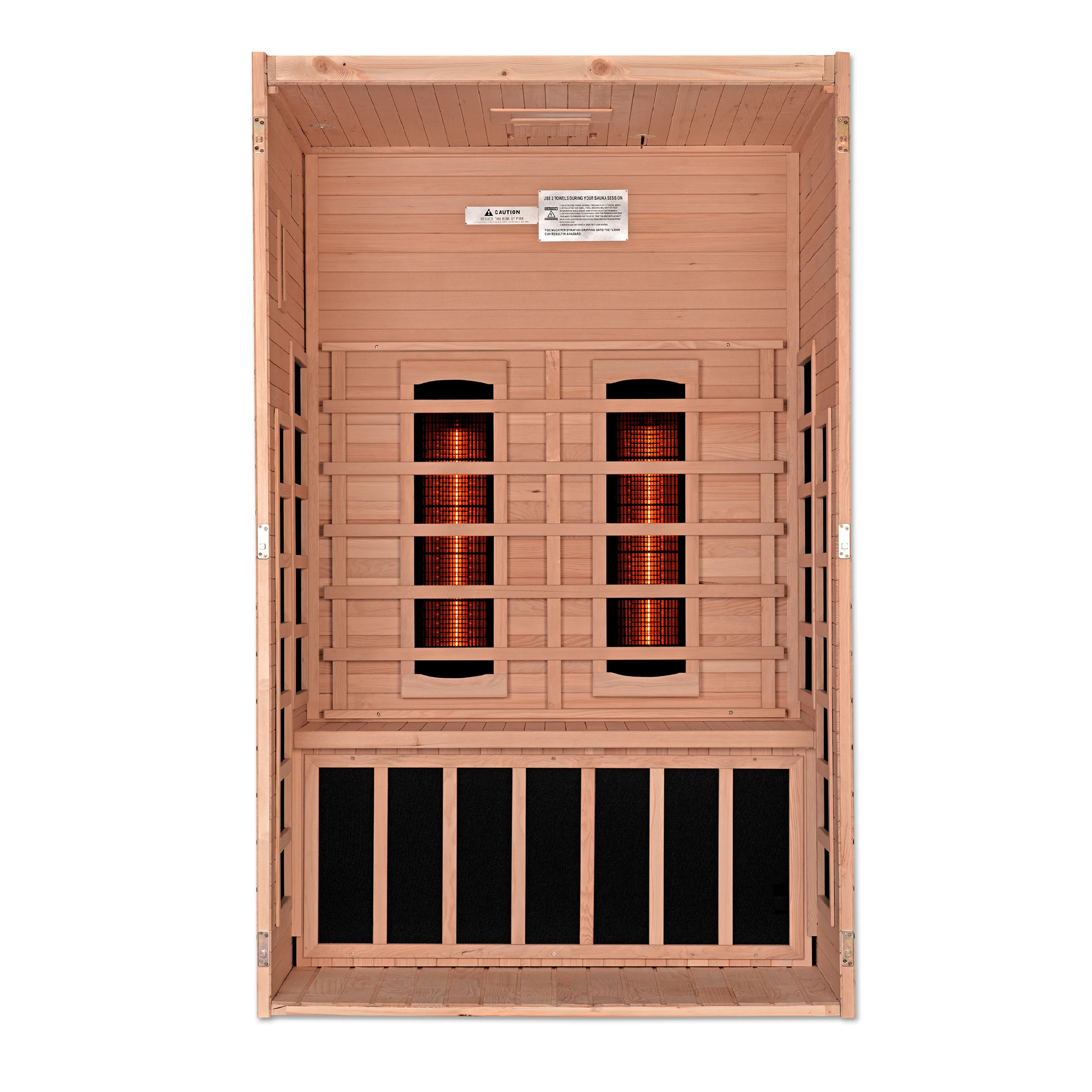 Dynamic Saunas full spectrum infrared Santiago model sauna with two person capacity made from Canadian hemlock wood