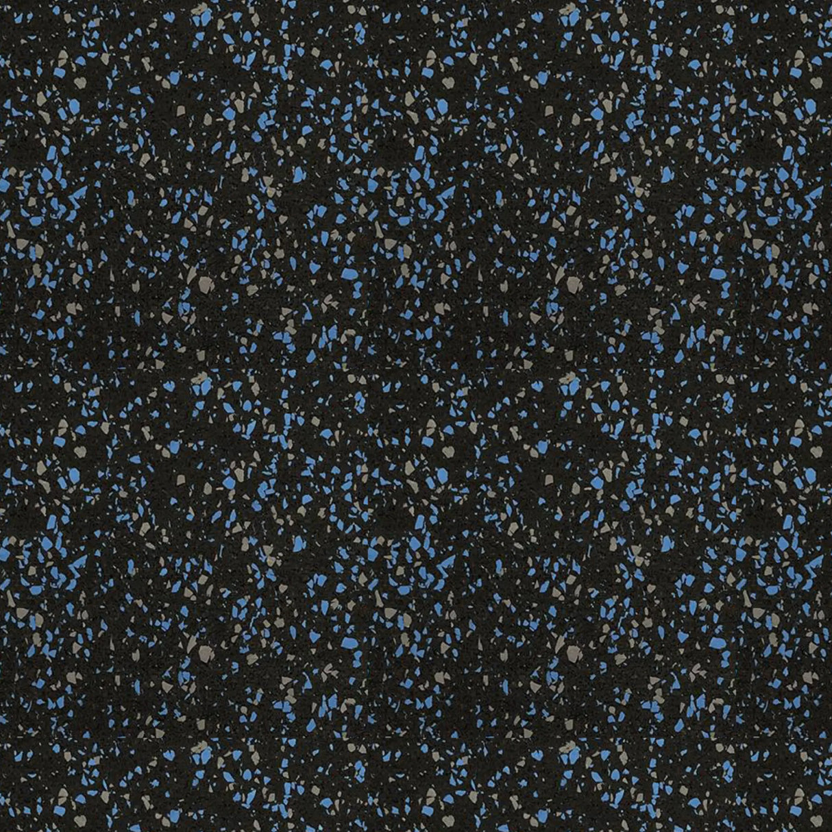 The ECORE Blade Rubber Roll - 9mm Flooring by ECORE Athletic features a black surface with small, irregular blue and grey flecks for a textured, terrazzo-inspired look.