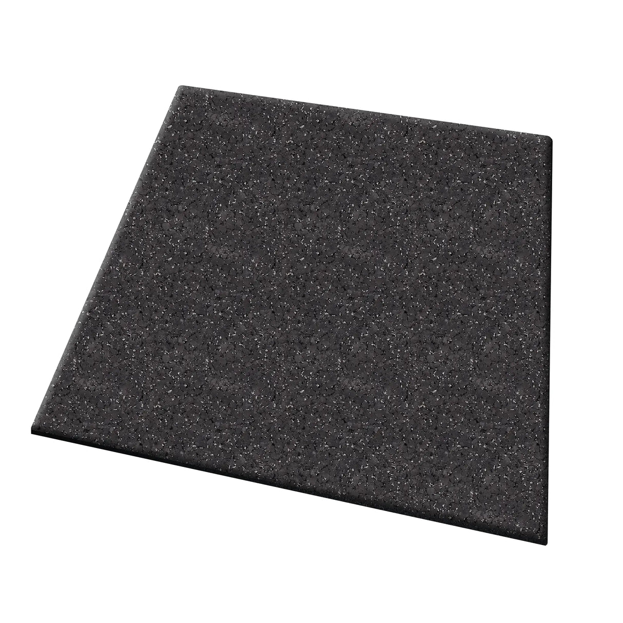 A single ECORE Performance UltraTile - 1" Rubber Tile by ECORE Athletic, shown in dark gray with subtle speckles, is angled against a white background.