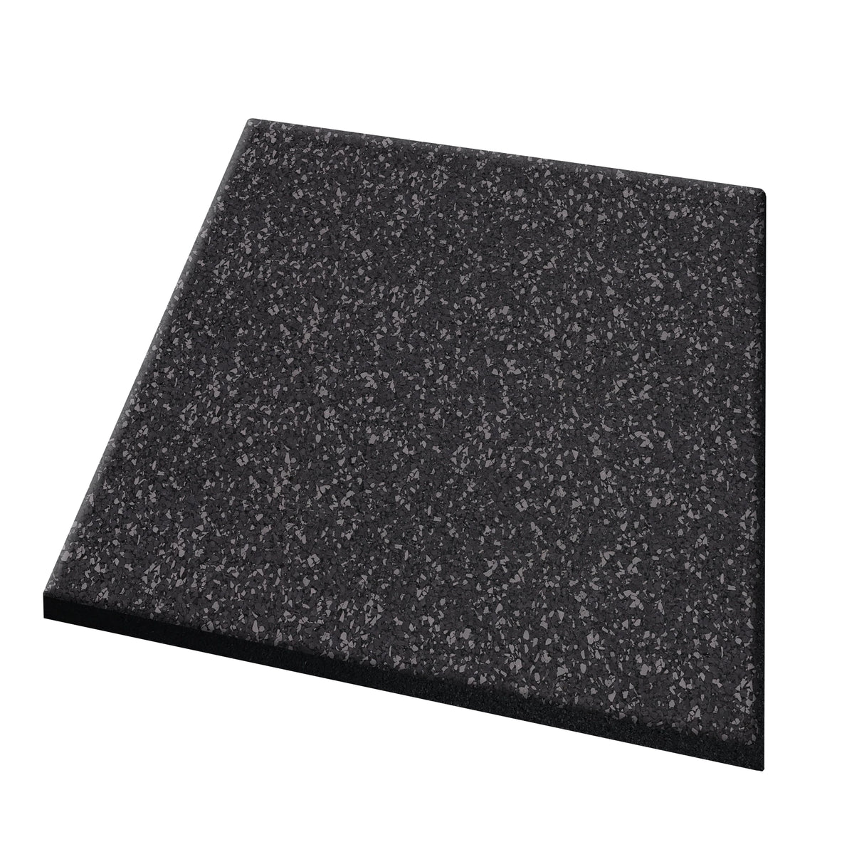 The ECORE Performance dBTile Rubber Tile - 2.5" Acoustic Flooring by ECORE Athletic is a square slab with a dark, speckled pattern of lighter gray and white flecks, displayed against a white background.