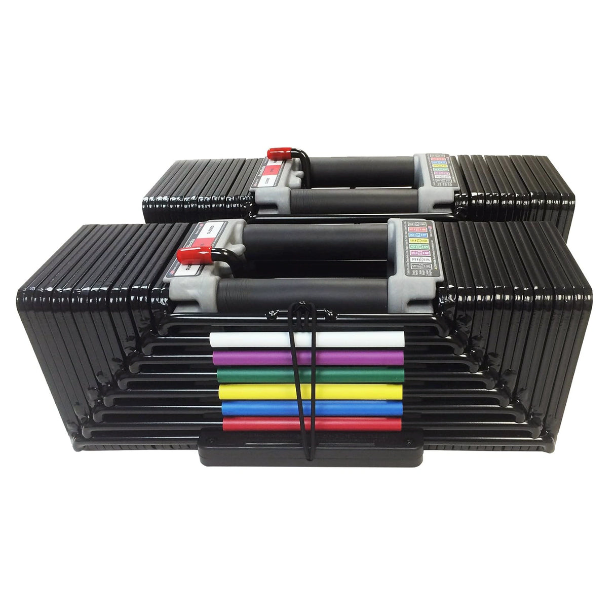 A pair of PowerBlock Elite USA 90 dumbbells