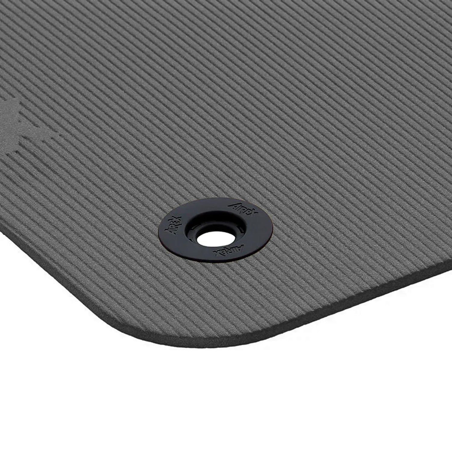 Affordable commercial grade exercise mat with eyelets for hanging