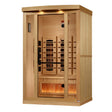 Golden Designs 2025 Reserve Edition full spectrum infrared sauna with a 2 person capacity and built in Himalayan salt bar