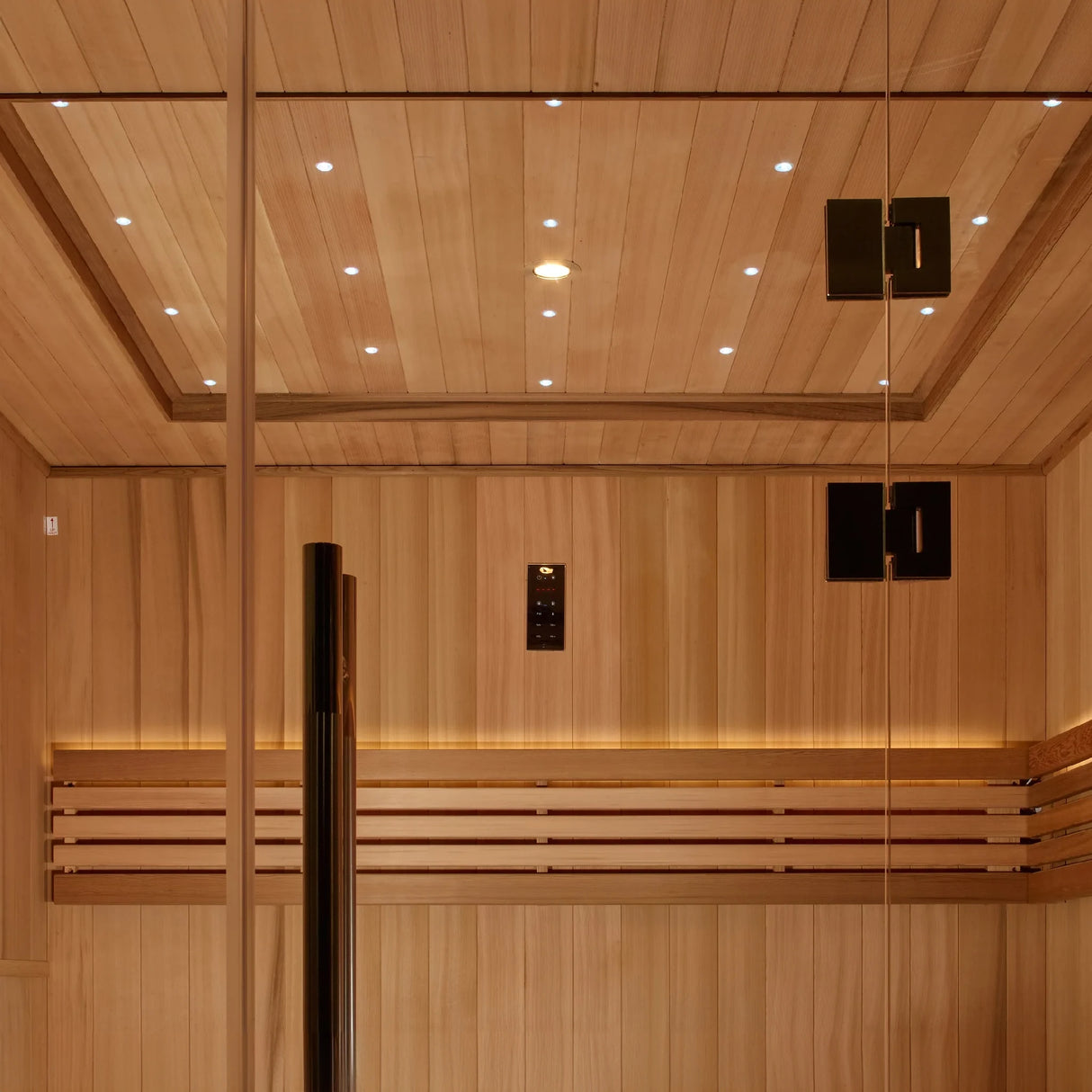 Golden Designs Osla model traditional steam sauna overhead star galaxy lighting system