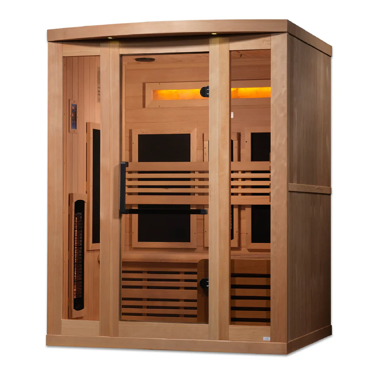 Wooden 3 person infrared sauna with salt bar