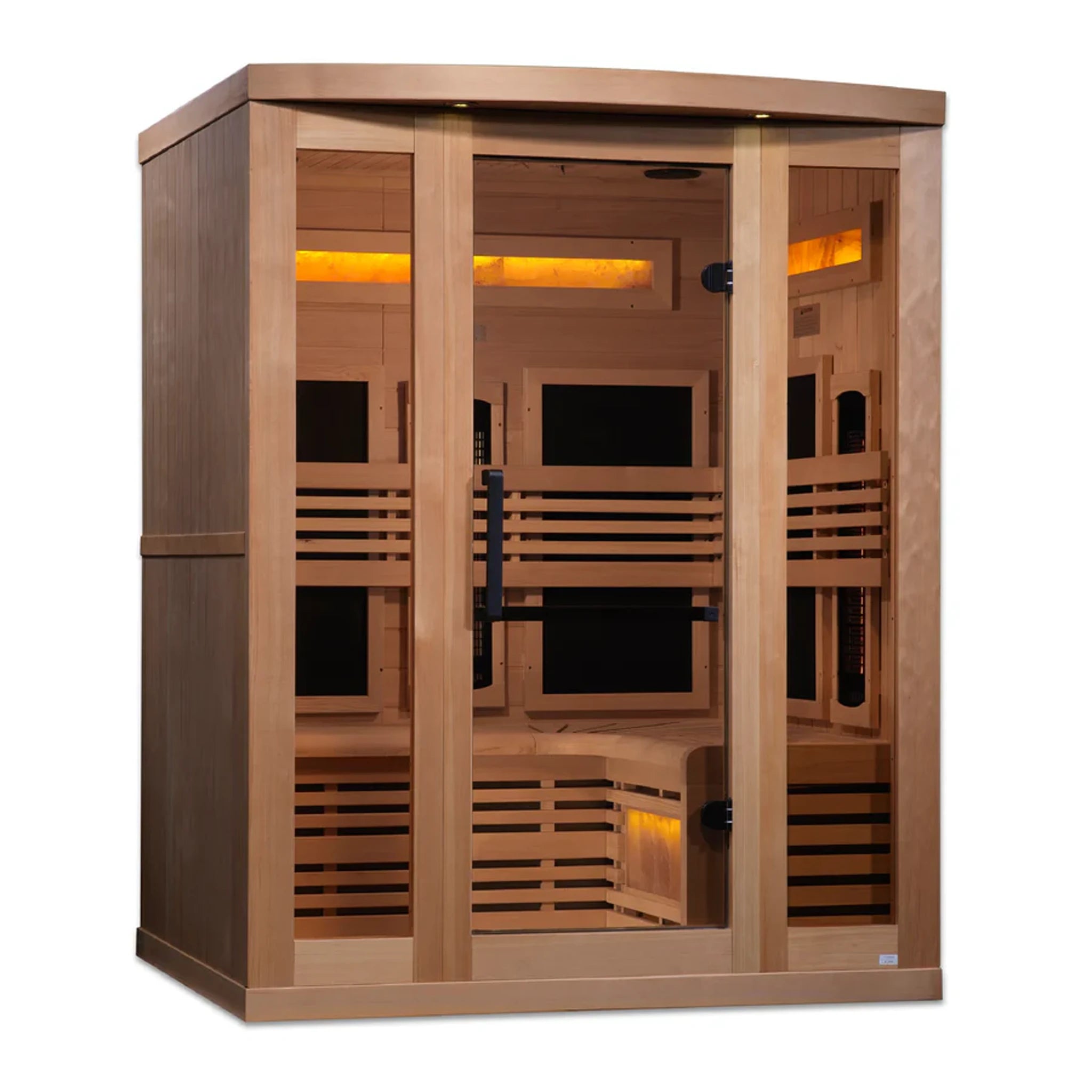 Wooden 3 person infrared sauna with salt bar
