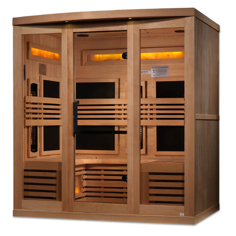 Wooden 6 person infrared sauna with salt bars