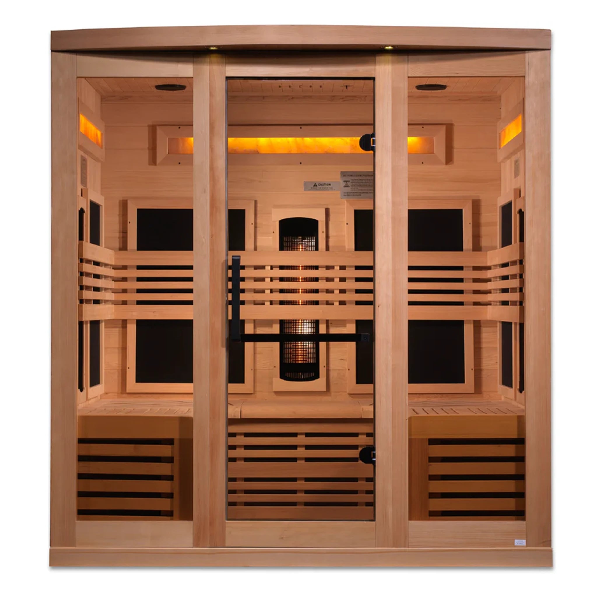 Wooden 6 person infrared sauna with salt bars