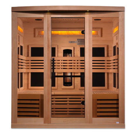 Wooden 6 person infrared sauna with salt bars