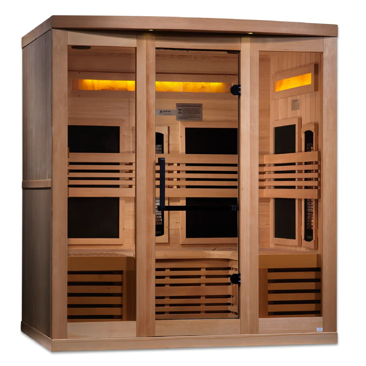 Wooden 6 person infrared sauna with salt bars