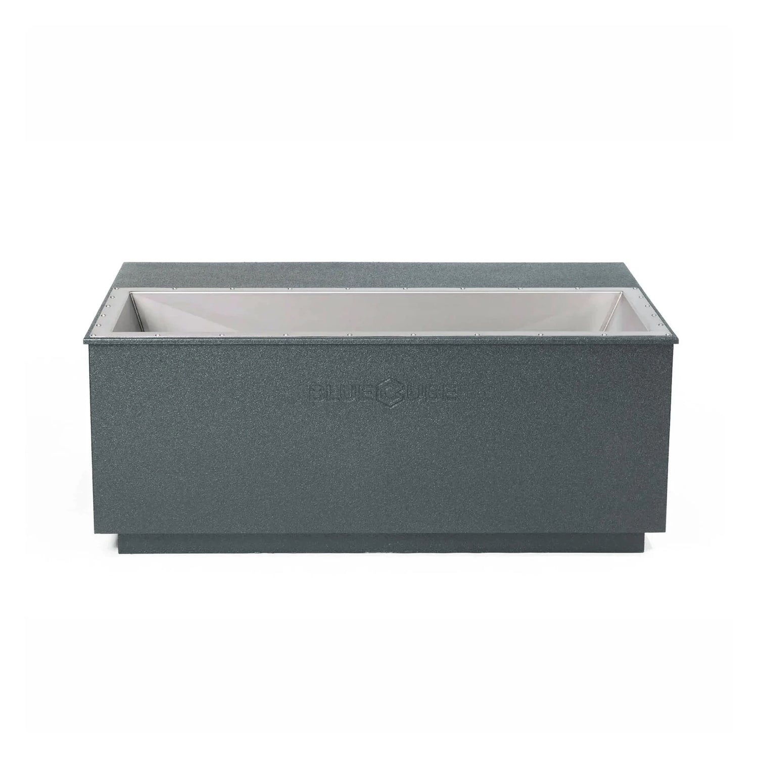 Gray BlueCube CoreChill 3 Elite Cold Plunge Tub with line-x coating which is commercial grade and handmade in America