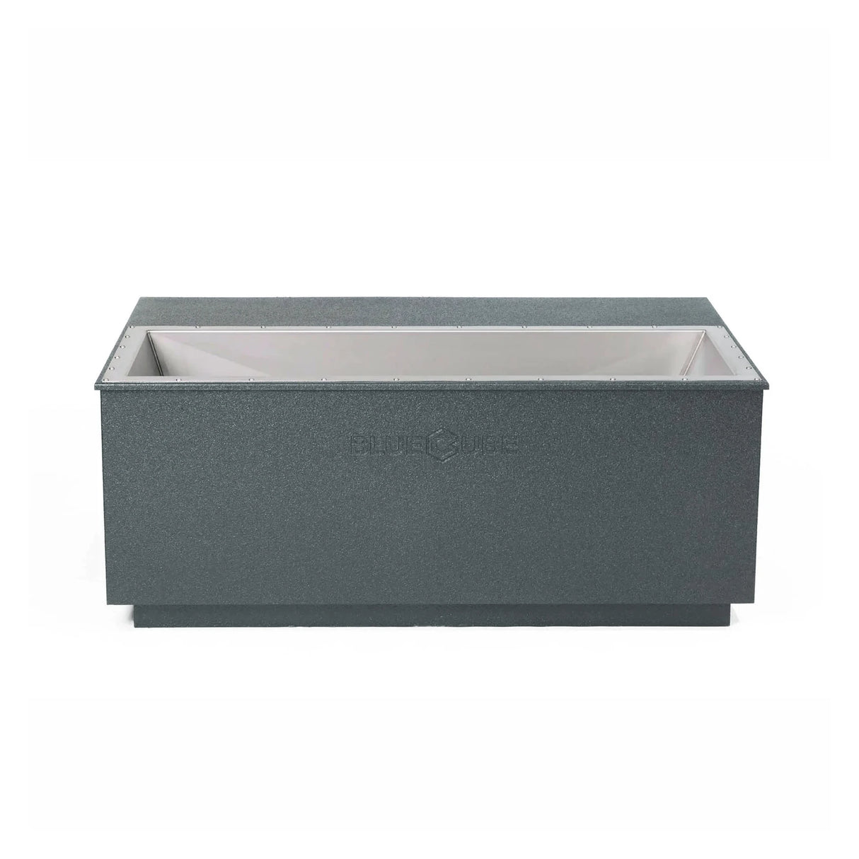 Gray BlueCube CoreChill 3 Elite Cold Plunge Tub with line-x coating which is commercial grade and handmade in America