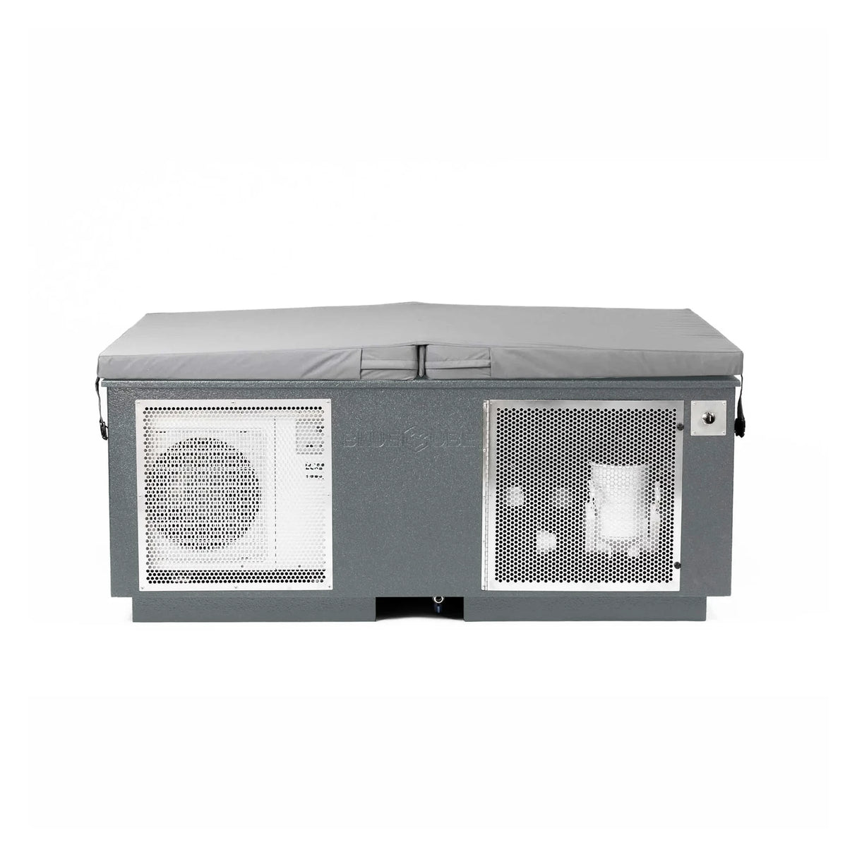 Gray BlueCube CoreChill 3 Elite Cold Plunge Tub with line-x coating which is commercial grade and handmade in America