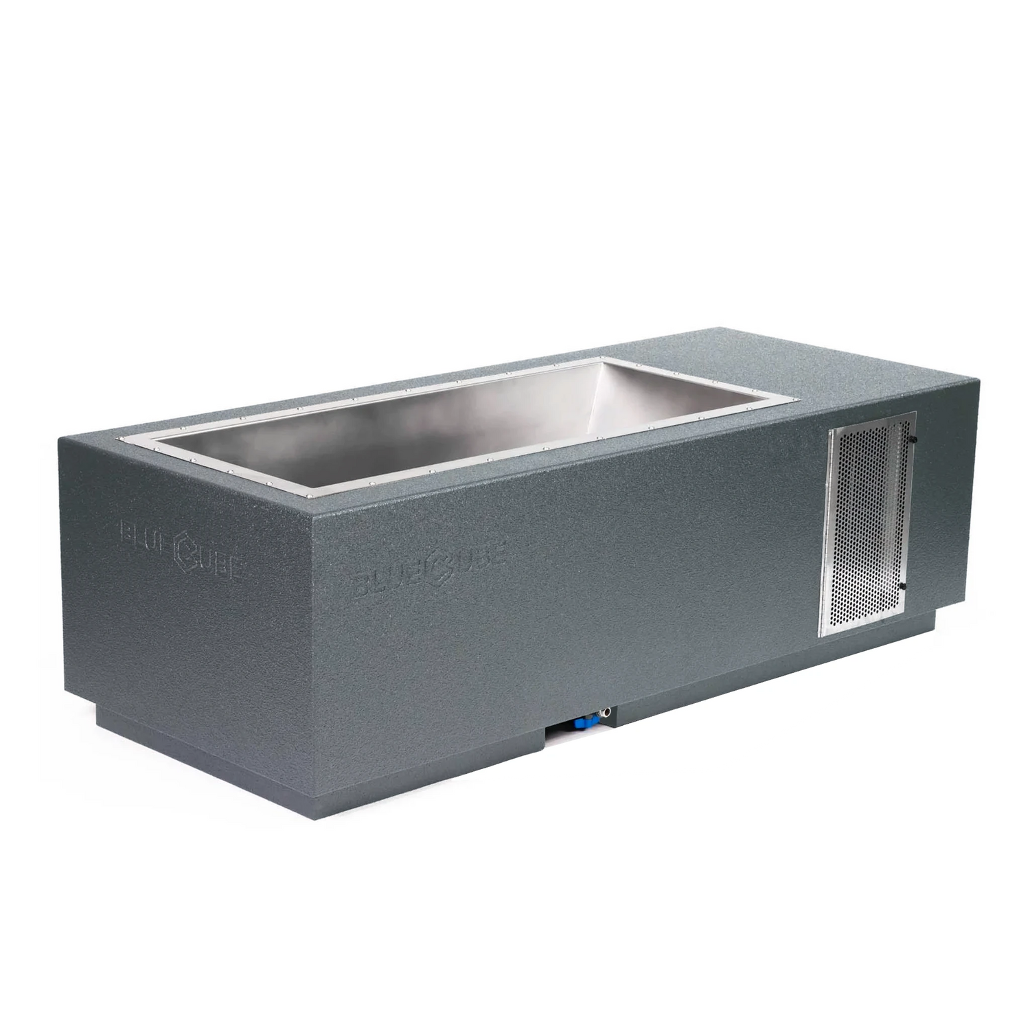 Gray BlueCube CoreChill 1 Cold Plunge Tub with line-x coating which is commercial grade and handmade in America