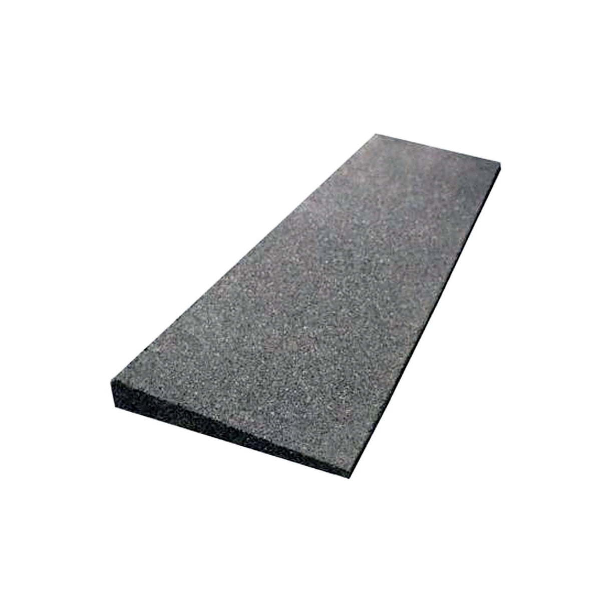 The ECORE Athletic ECORE Rubber Paver Sloped Edge Reducer, 12" wide, is a rectangular, black rubber product with a textured surface shown on a white background.