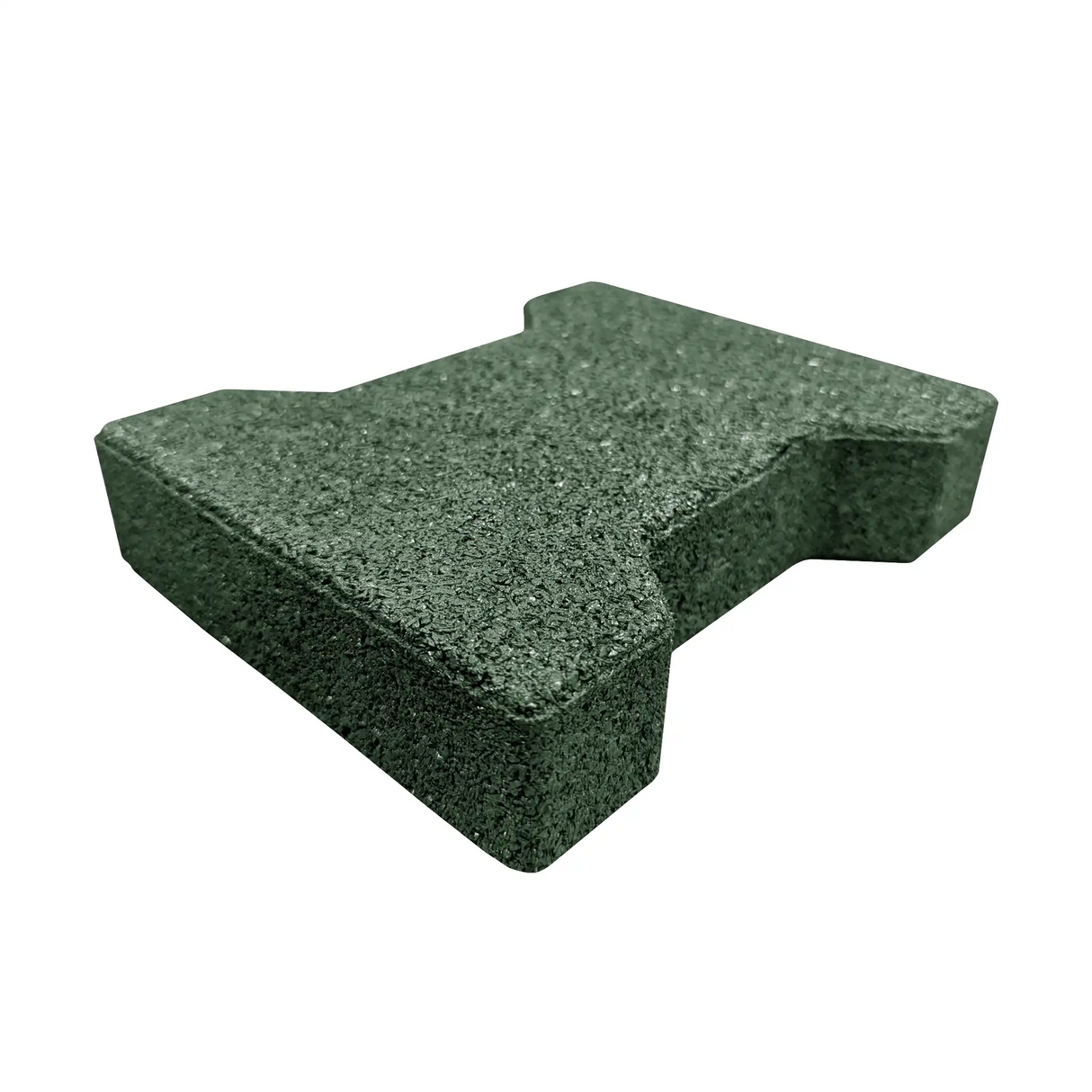 A single green, textured, dog-bone shaped ECORE Athletic Rubber Paver (1-3/4" thick) is shown on a white background.