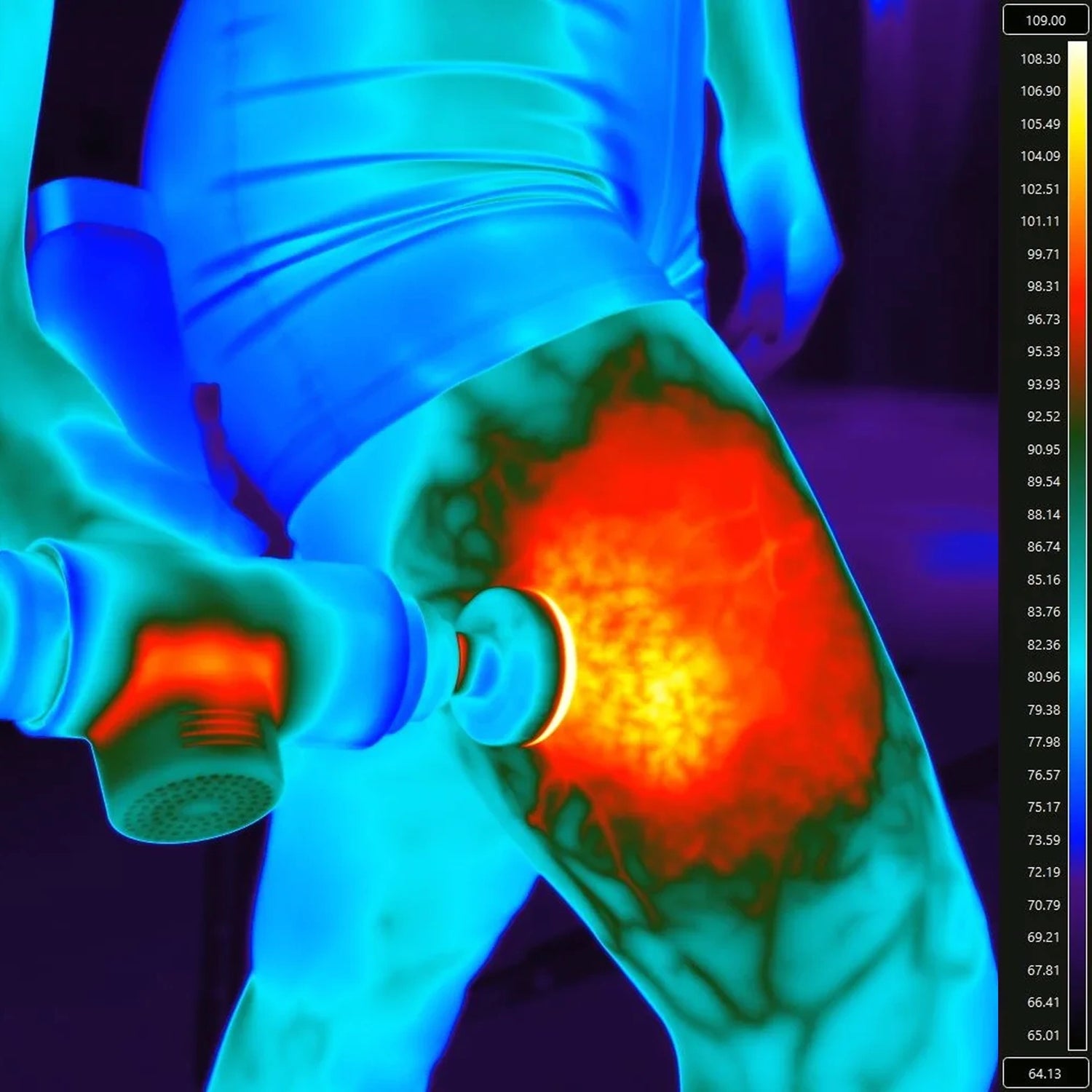 Percussion massage gun heated head attachment made by Hyperice for Hypervolt brand massage guns