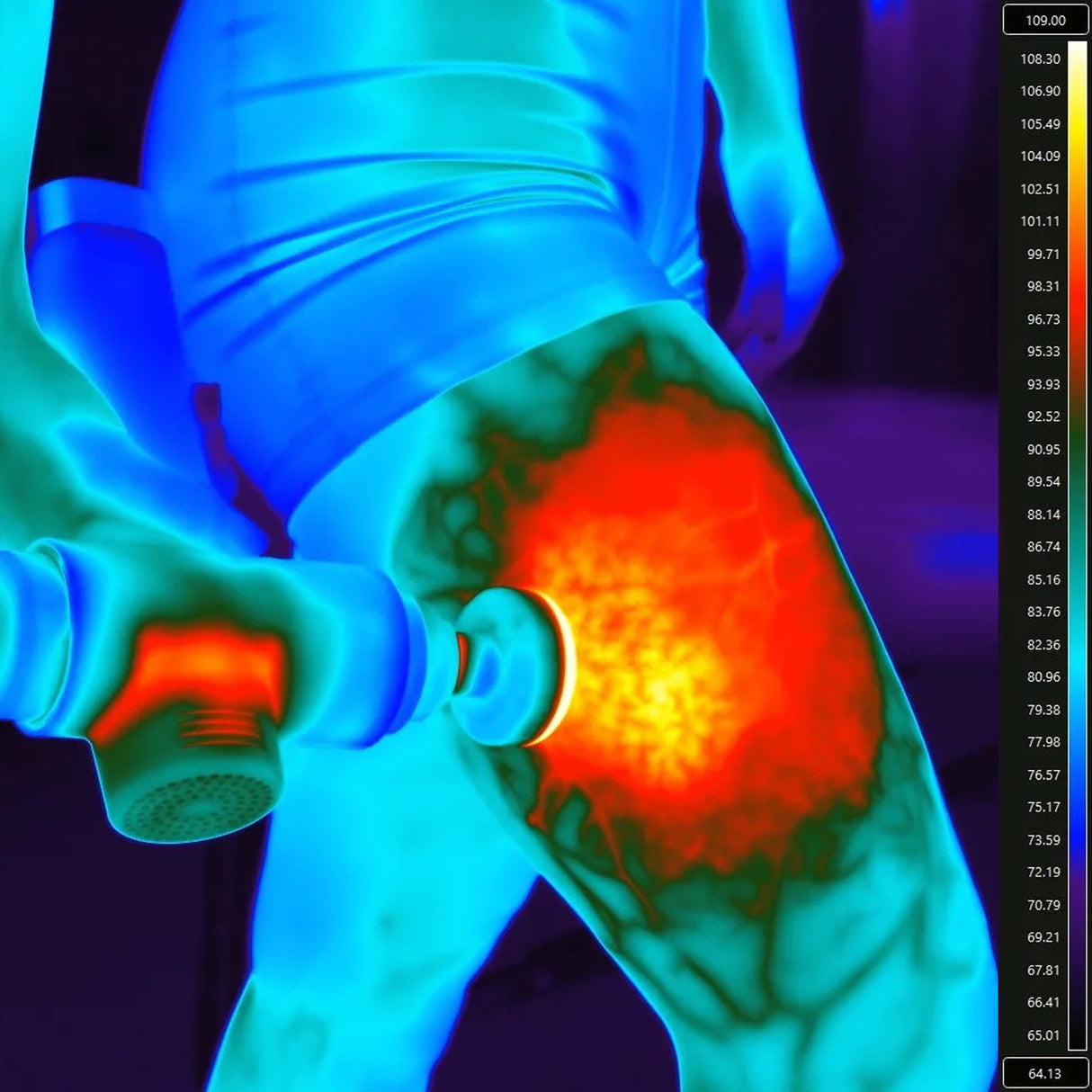 Percussion massage gun heated head attachment made by Hyperice for Hypervolt brand massage guns