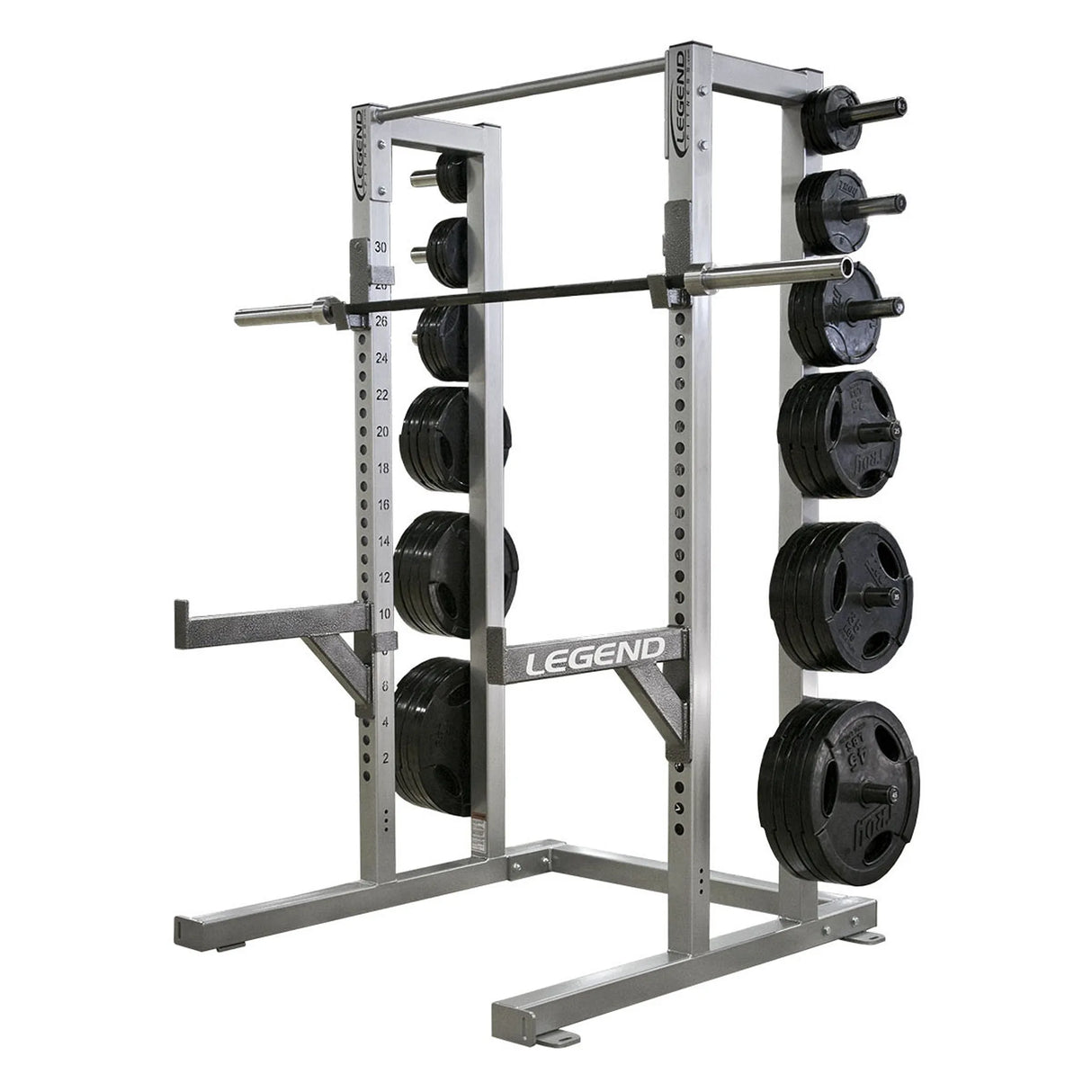 Weight rack with Legend branding on a white background