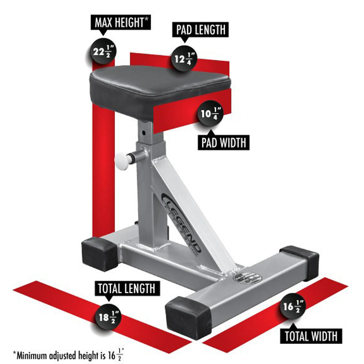 A great fitness stool and a white background with labels and dimensions